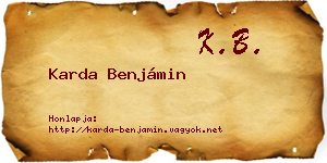 Karda Benjámin névjegykártya